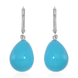 Sleeping Beauty Color Shell Pearl Drop Earrings in Rhodium Over Sterling Silver