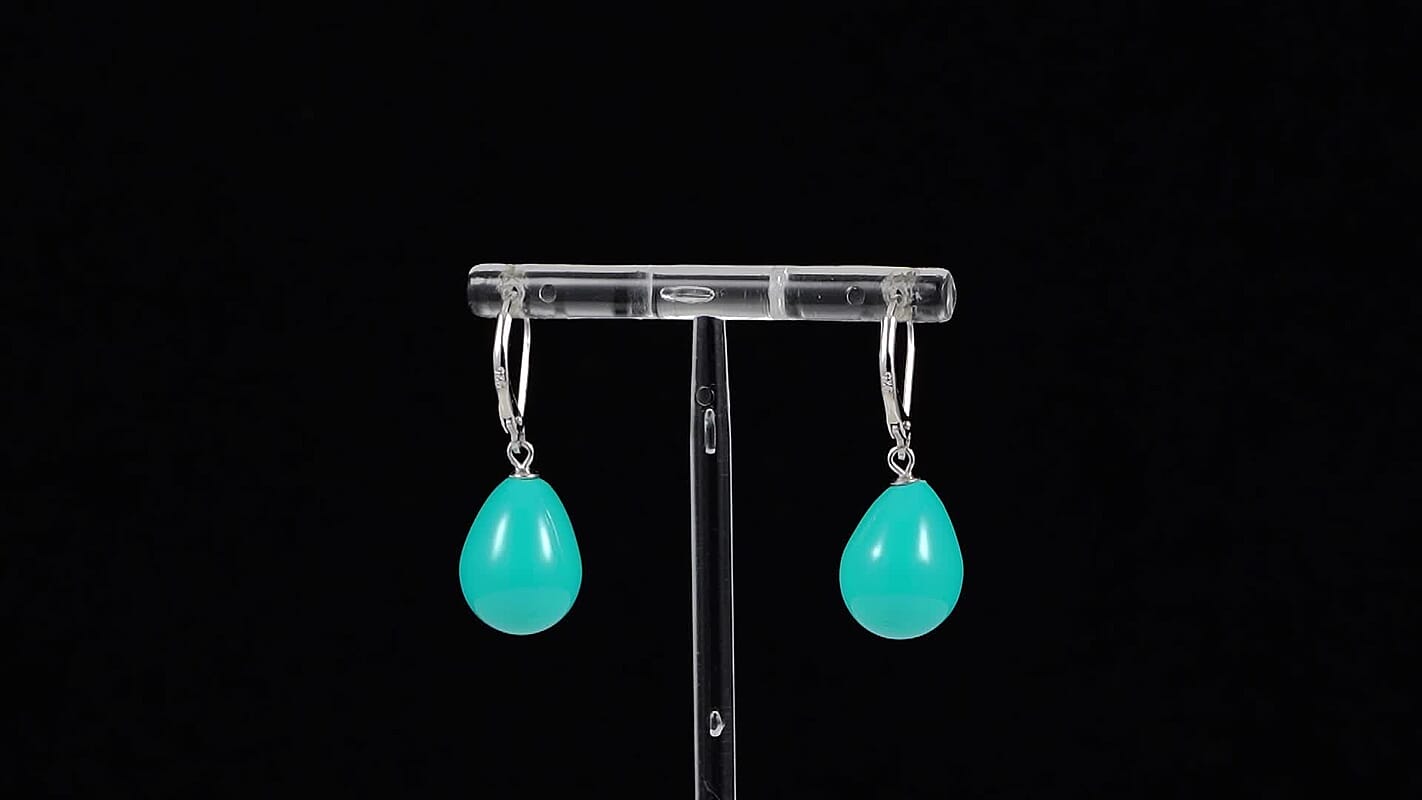 Sleeping Beauty Color Shell Pearl Drop Earrings in Rhodium Over Sterling Silver