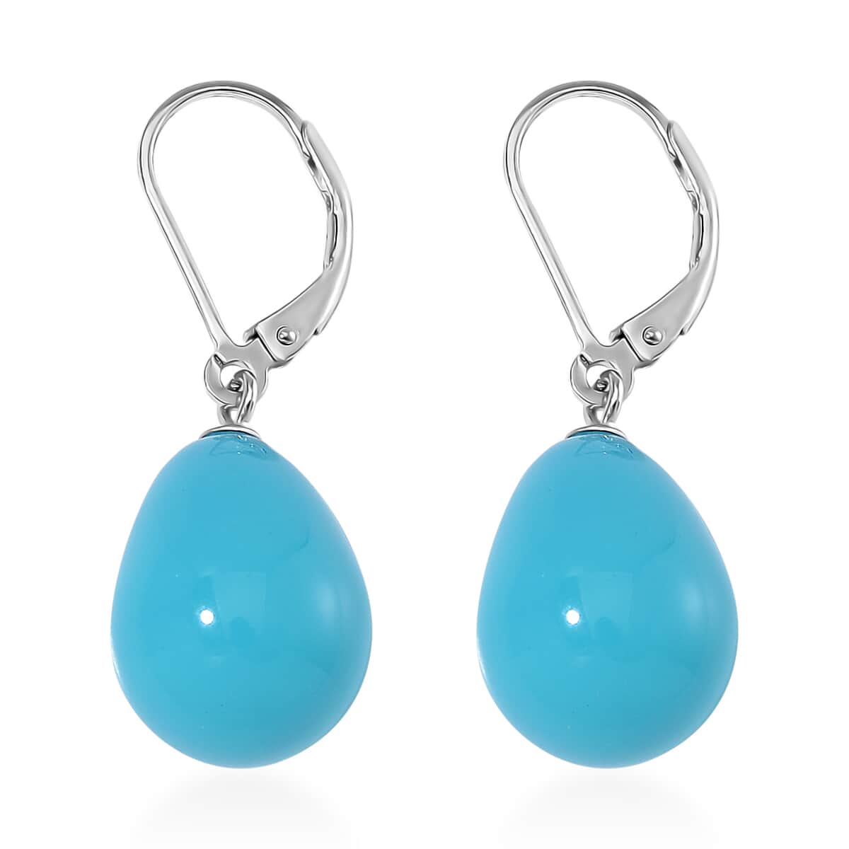 Sleeping Beauty Color Shell Pearl Drop Earrings in Rhodium Over Sterling Silver image number 3