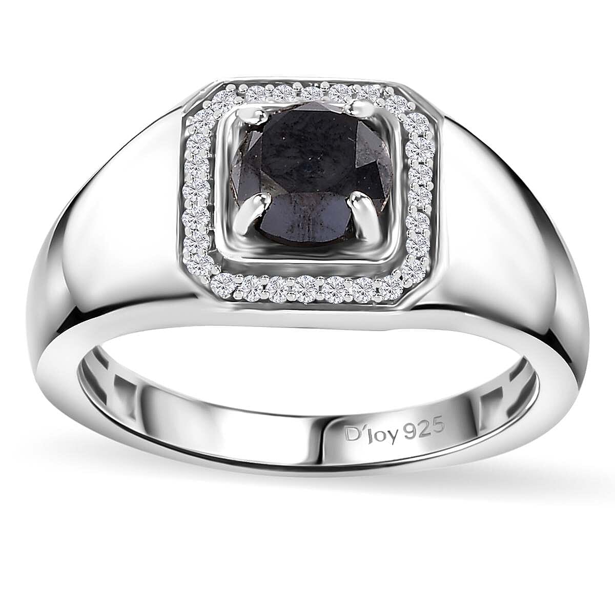 Black Diamond (IR), Diamond Men's Ring in Rhodium Over Sterling Silver (Size 10.0) 1.15 ctw