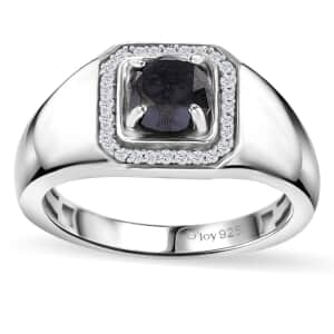 Black and White Diamond 1.15 ctw Men's Ring in Rhodium Over Sterling Silver (Size 10.0)