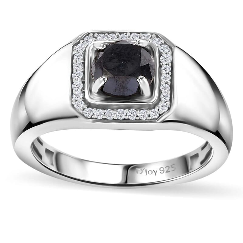 Black Diamond (IR), Diamond Men's Ring in Rhodium Over Sterling Silver (Size 10.0) 1.15 ctw