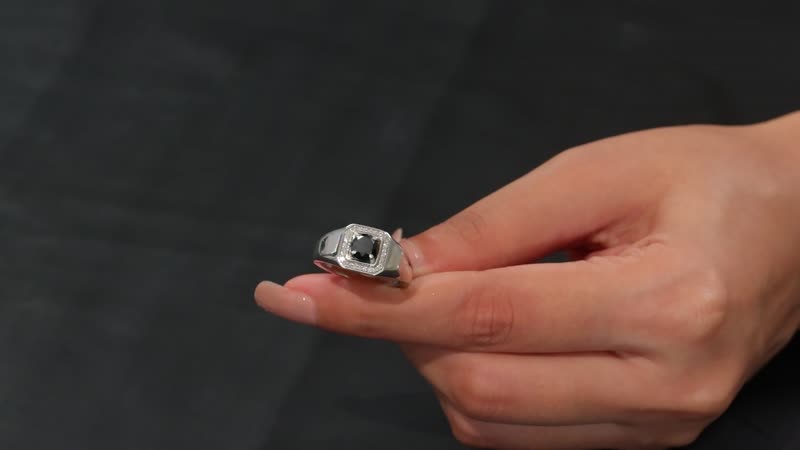 Black Diamond (IR), Diamond Men's Ring in Rhodium Over Sterling Silver (Size 10.0) 1.15 ctw