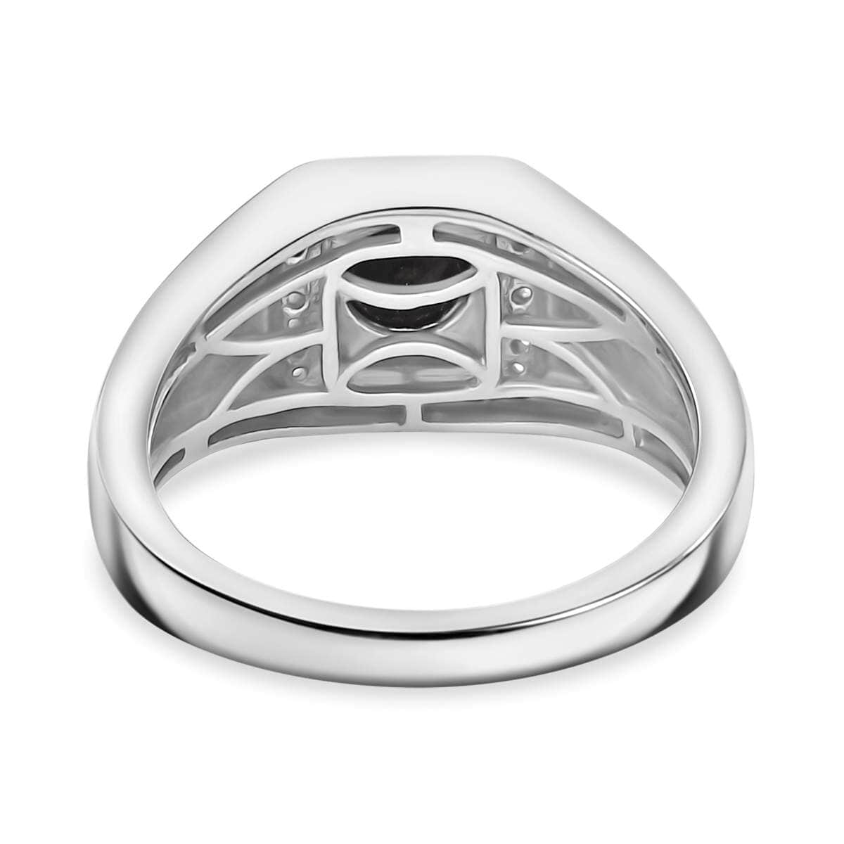 Black and White Diamond 1.15 ctw Men's Ring in Rhodium Over Sterling Silver (Size 10.0) image number 4