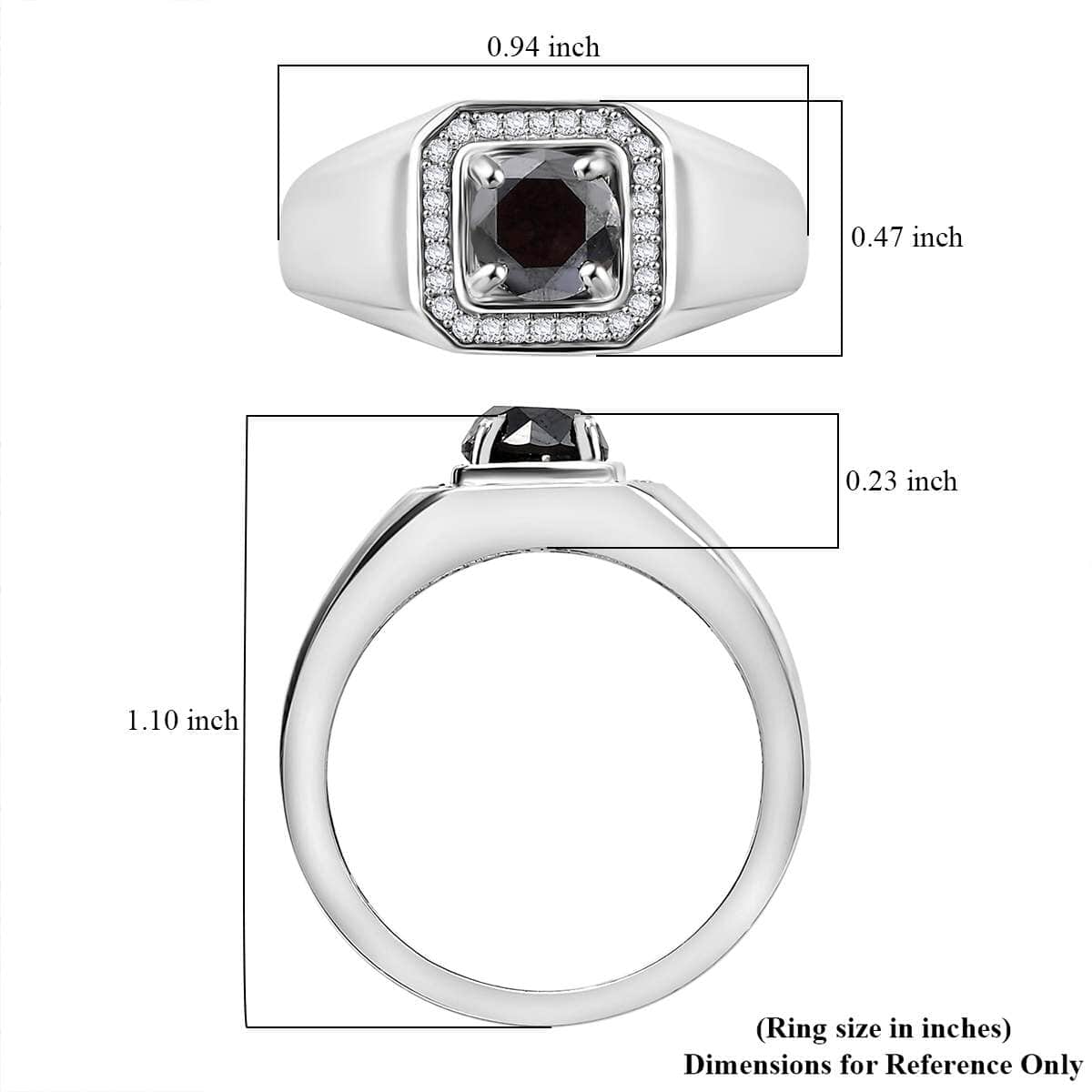 Black and White Diamond 1.15 ctw Men's Ring in Rhodium Over Sterling Silver (Size 10.0) image number 5