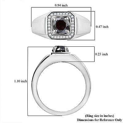 Black Diamond (IR), Diamond Men's Ring in Rhodium Over Sterling Silver (Size 10.0) 1.15 ctw