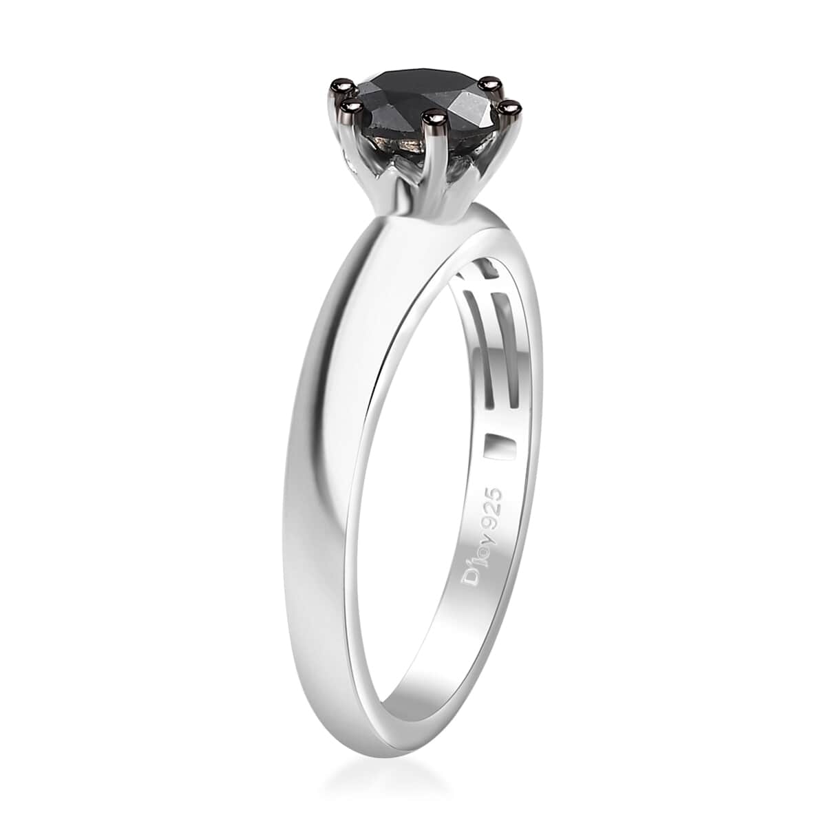 Black Diamond 1.00 ctw Solitaire Ring in Rhodium Over Sterling Silver (Size 10.0) image number 3