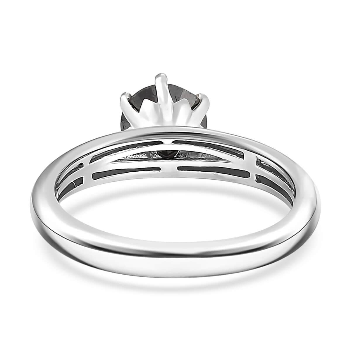 Black Diamond 1.00 ctw Solitaire Ring in Rhodium Over Sterling Silver (Size 10.0) image number 4