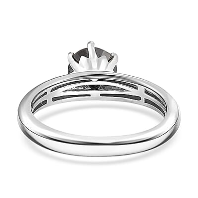 D'Joy Black Diamond 1.00 ctw Solitaire Ring in Rhodium Over Sterling Silver (Size 10.0)