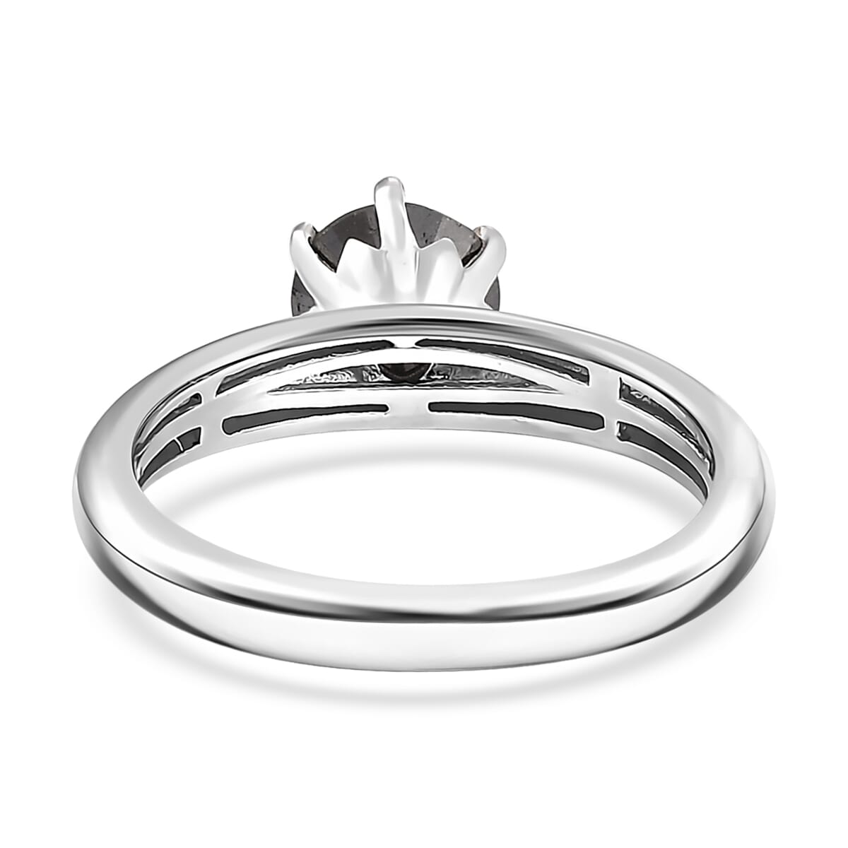 Black Diamond 1.00 ctw Solitaire Ring in Rhodium Over Sterling Silver (Size 6.0) image number 4
