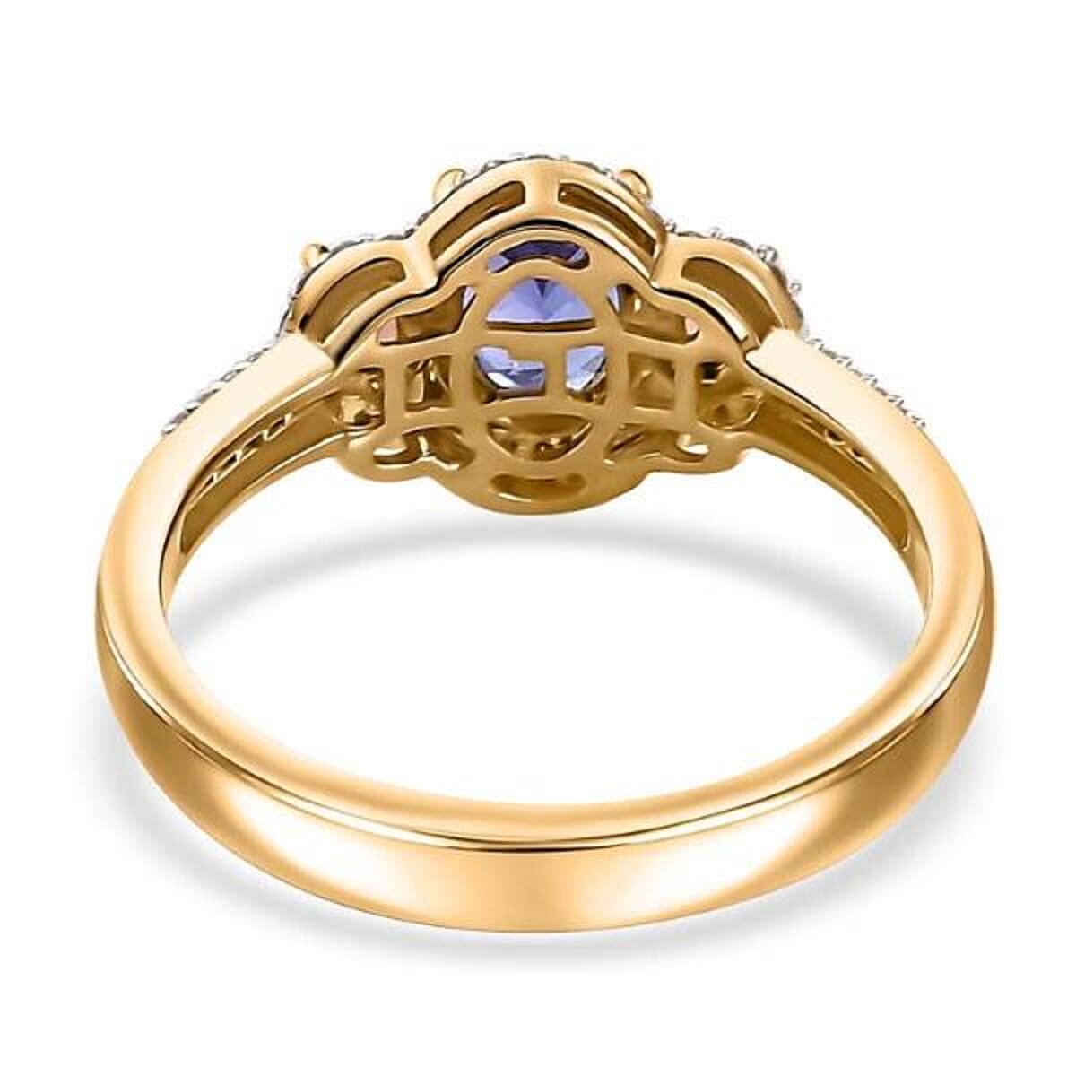 Luxoro AAA Tanzanite and Padparadscha Sapphire (Bery 7.5), G-H I2 Diamond 2.00 ctw Sunset Serenade Ring in 14K Yellow Gold (Size 10.0) image number 6