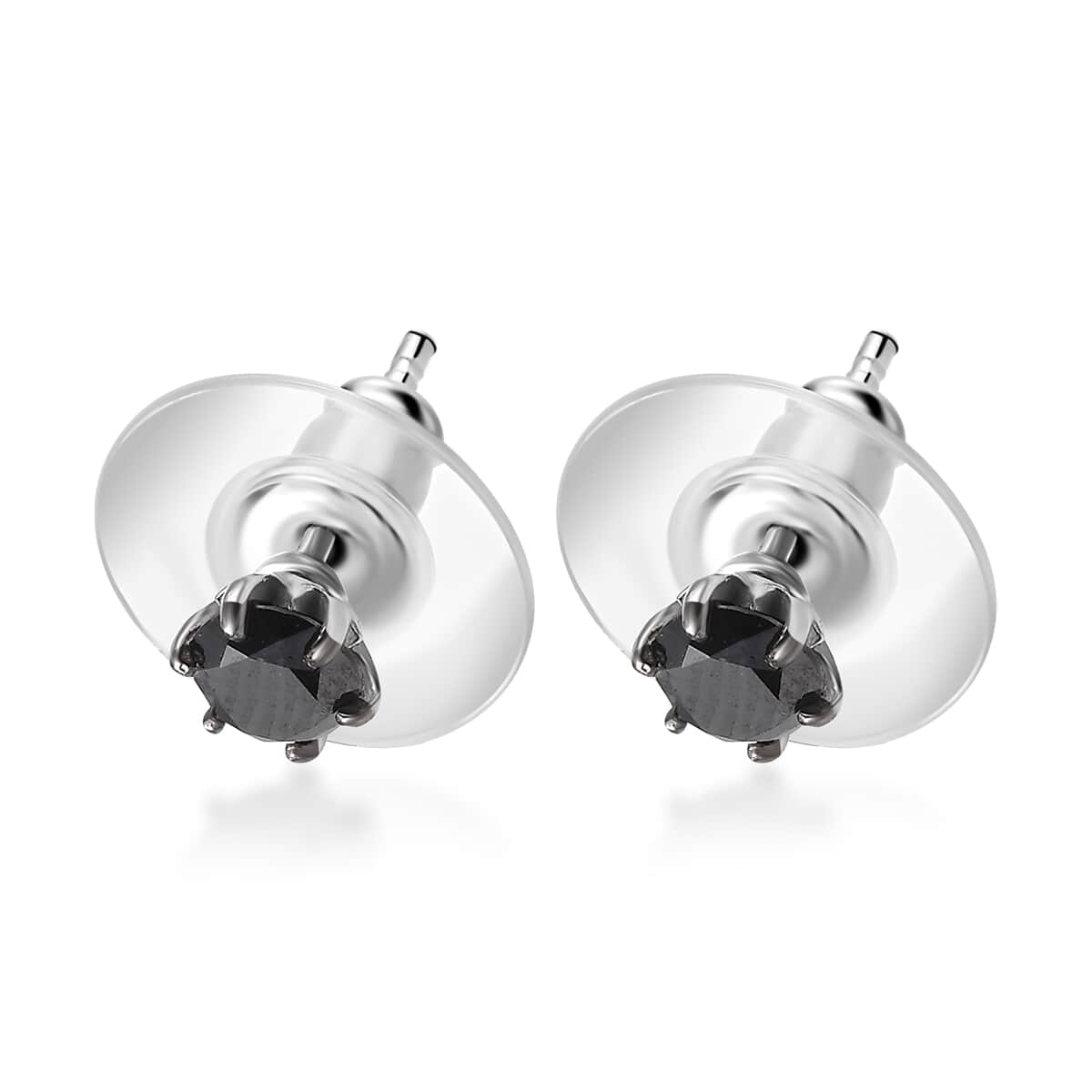 Black Diamond 1.00 ctw Stud Earrings in Rhodium Over Sterling Silver image number 3