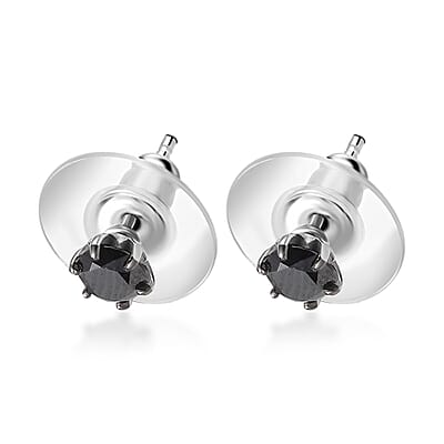 D'Joy Black Diamond 1.00 ctw Stud Earrings in Rhodium Over Sterling Silver