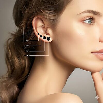 D'Joy Black Diamond 1.00 ctw Stud Earrings in Rhodium Over Sterling Silver