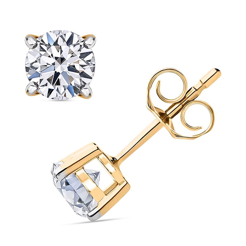 Luxuriant Lab Grown Diamond 0.50 ctw Stud Earrings in Vermeil Yellow Gold Over Sterling Silver