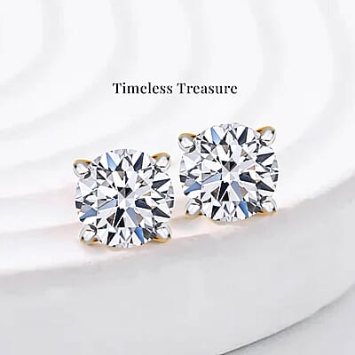 Luxuriant Lab Grown Diamond 0.50 ctw Stud Earrings in Vermeil Yellow Gold Over Sterling Silver