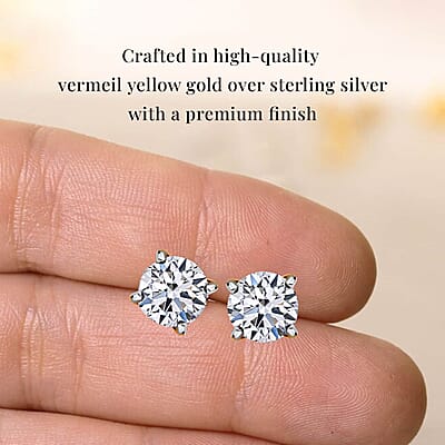 Luxuriant Lab Grown Diamond 0.50 ctw Stud Earrings in Vermeil Yellow Gold Over Sterling Silver