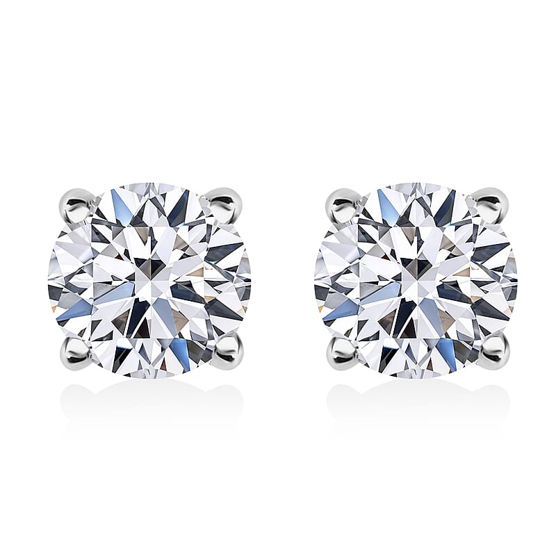 Luxuriant Lab Grown Diamond 1.00 ctw Stud Earrings in Platinum Over Sterling Silver