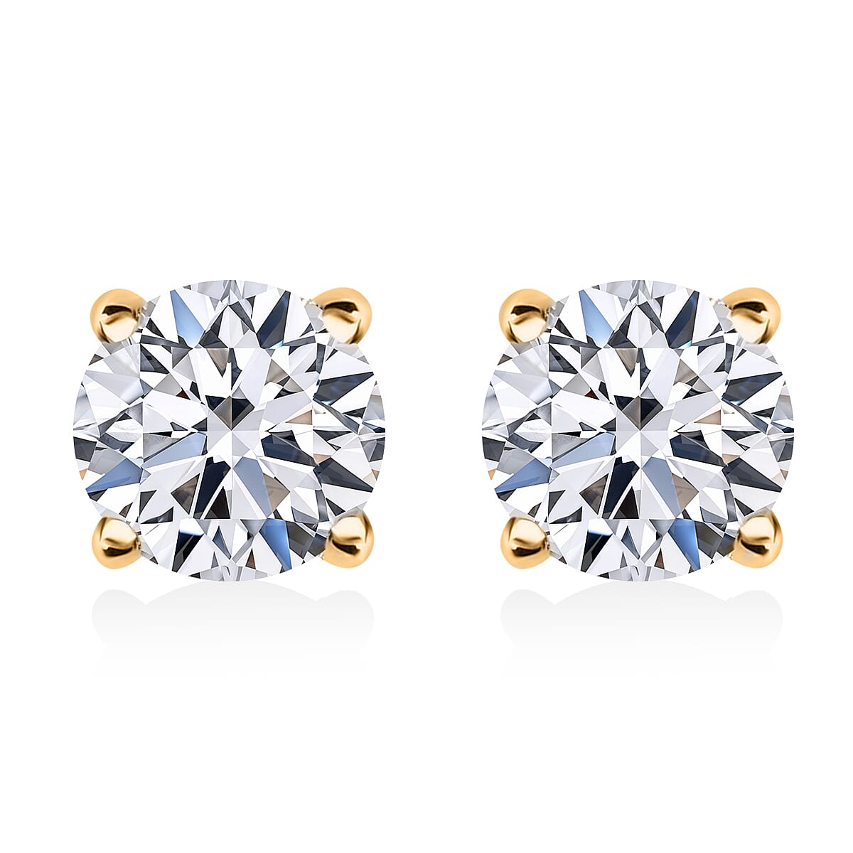 Lab Grown Diamond G SI 1.00 ctw Stud Earrings in Vermeil Yellow Gold Over Sterling Silver