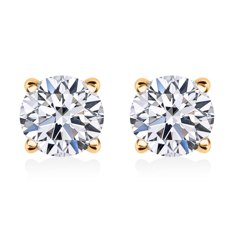 Lab Grown Diamond G SI 1.00 ctw Stud Earrings in Vermeil Yellow Gold Over Sterling Silver