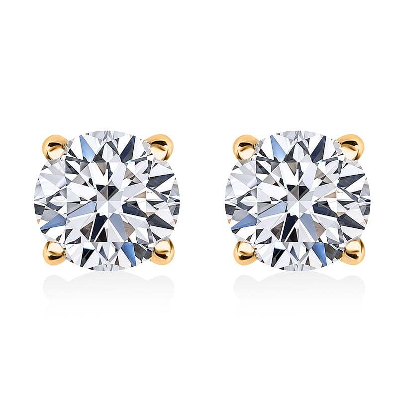 Lab Grown Diamond G SI 1.00 ctw Stud Earrings in Vermeil Yellow Gold Over Sterling Silver