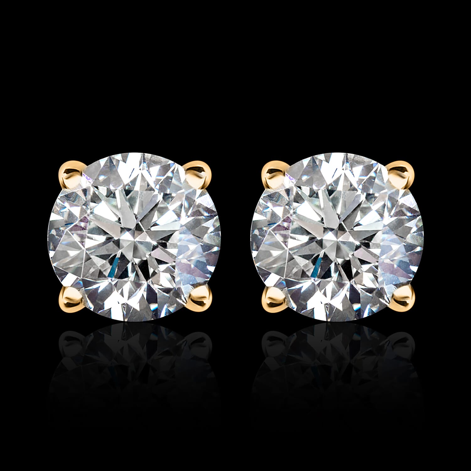 Lab Grown Diamond G SI 1.00 ctw Stud Earrings in Vermeil Yellow Gold Over Sterling Silver
