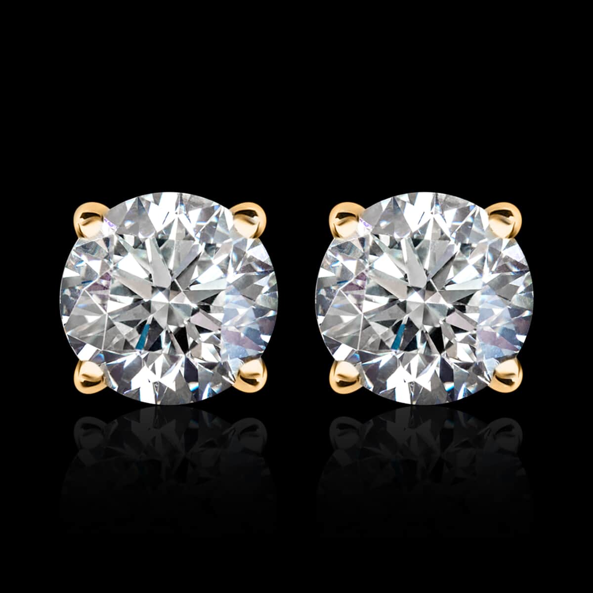 Lab Grown Diamond G SI 1.00 ctw Stud Earrings in Vermeil Yellow Gold Over Sterling Silver image number 1