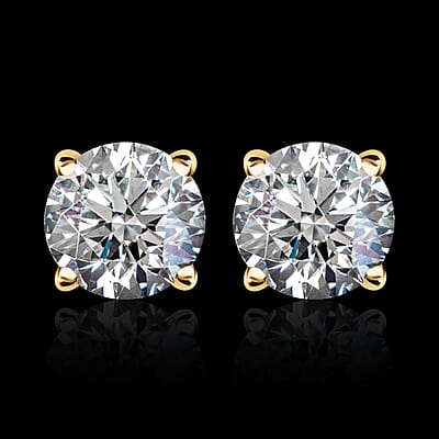 Lab Grown Diamond G SI 1.00 ctw Stud Earrings in Vermeil Yellow Gold Over Sterling Silver
