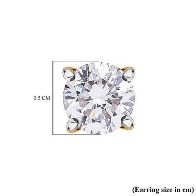 Lab Grown Diamond G SI 1.00 ctw Stud Earrings in Vermeil Yellow Gold Over Sterling Silver