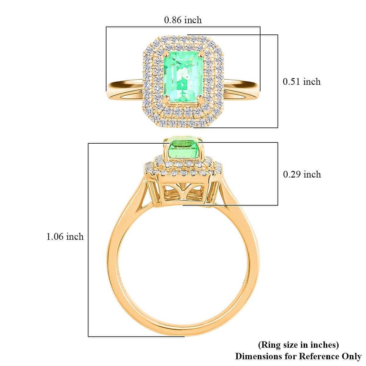 Certified & Appraised Luxoro AAA Boyaca Colombian Emerald and I2 Diamond 1.65 ctw Ring in 14K Yellow Gold (Size 6.5) 4.27 Grams image number 4