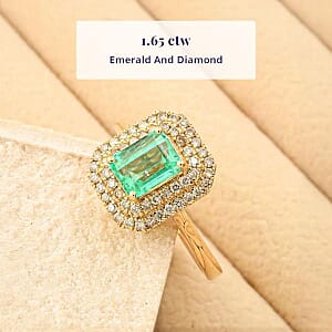 Certified & Appraised Luxoro AAA Boyaca Colombian Emerald and I2 Diamond 1.65 ctw Ring in 14K Yellow Gold (Size 7.5) 4.27 Grams