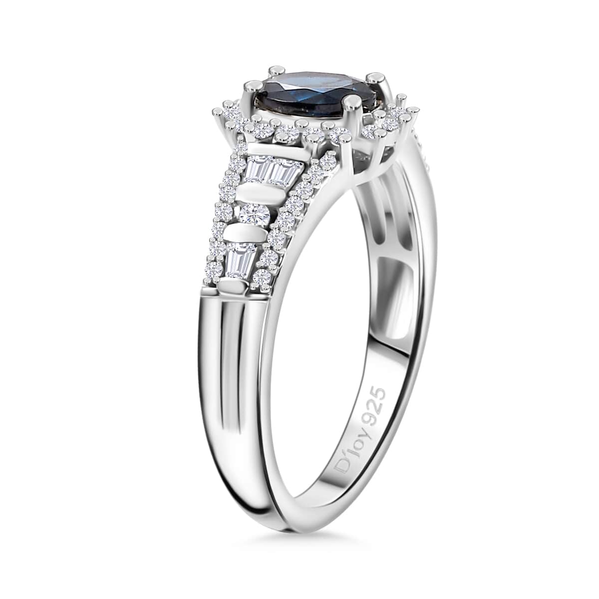 AAA Monte Belo Indicolite and White Zircon 1.20 ctw Ring in Rhodium Over Sterling Silver (Size 7.0) image number 3