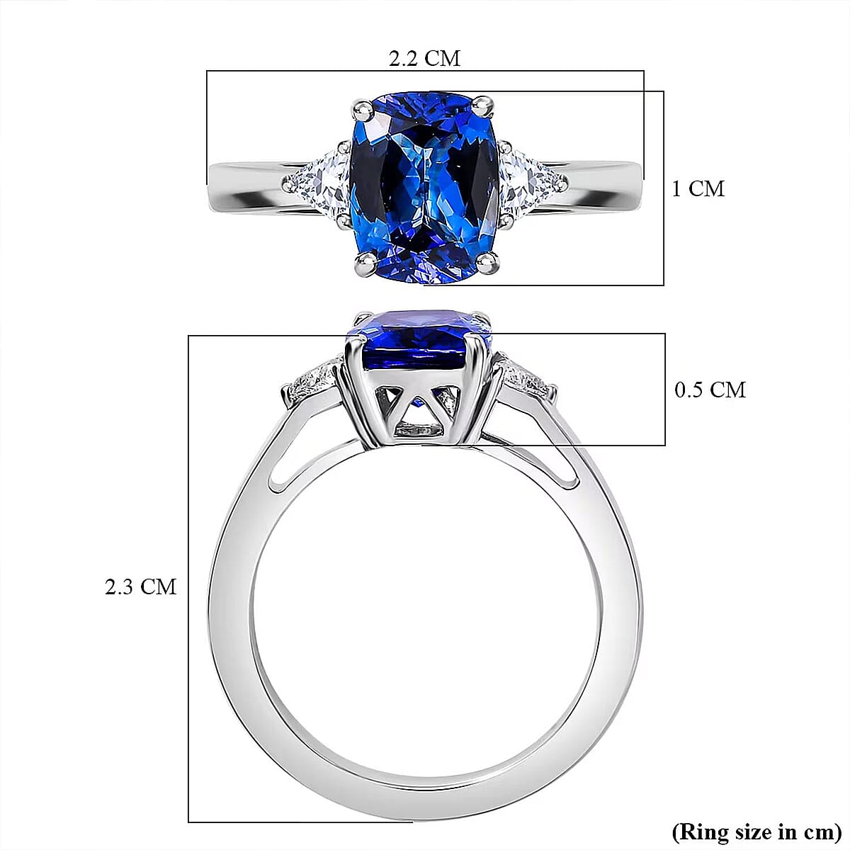 Certified & Appraised Rhapsody AAAA Tanzanite and E-F VS2 Diamond 2.50 ctw Ring in 950 Platinum (Size 7.5) 6.10 Grams image number 6