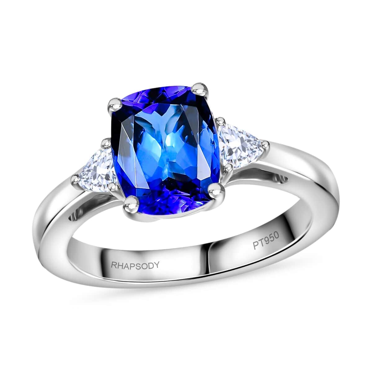 Certified & Appraised Rhapsody AAAA Tanzanite and E-F VS2 Diamond 2.50 ctw Ring in 950 Platinum (Size 8.5) 6.10 Grams image number 0
