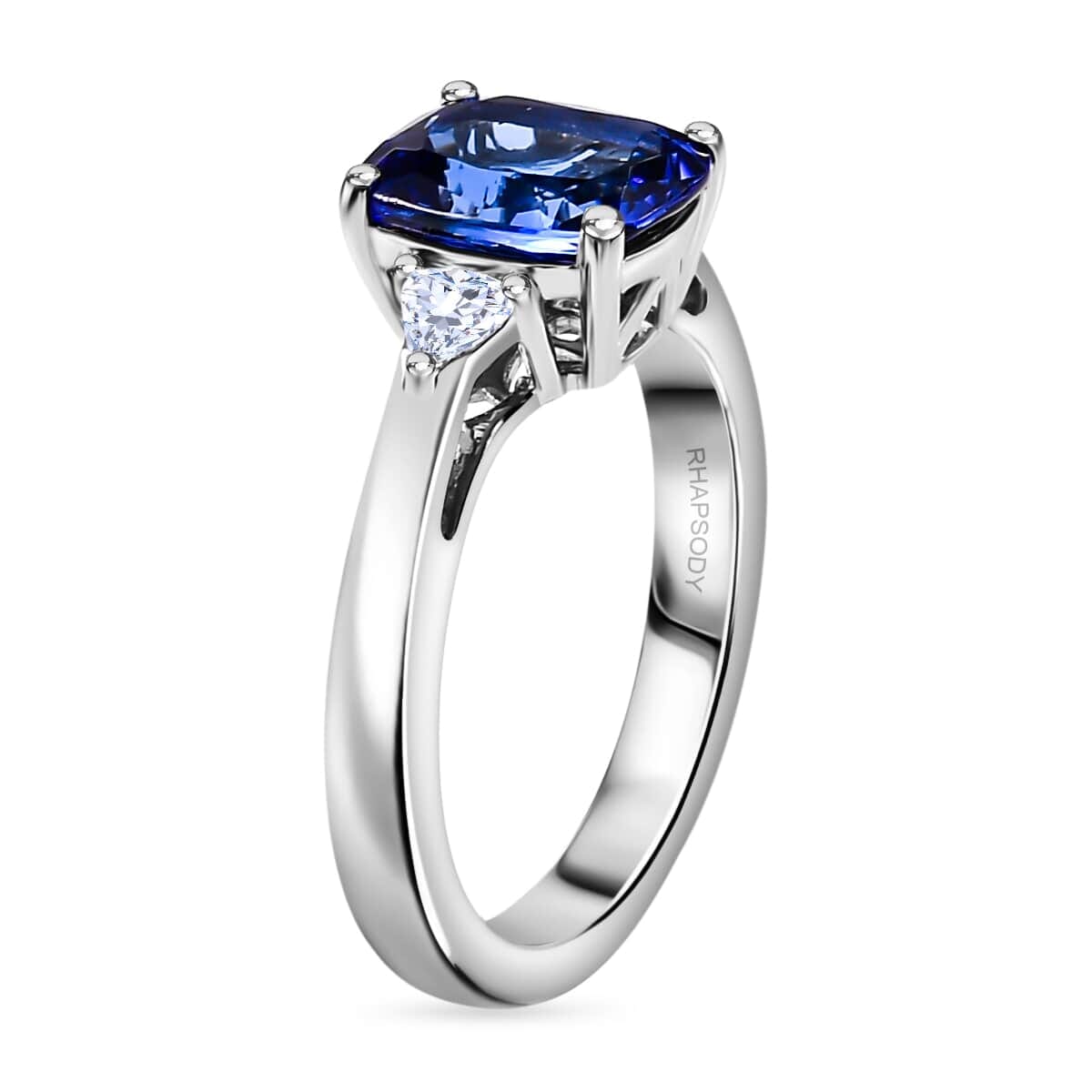 Certified & Appraised Rhapsody AAAA Tanzanite and E-F VS2 Diamond 2.50 ctw Ring in 950 Platinum (Size 8.5) 6.10 Grams image number 3