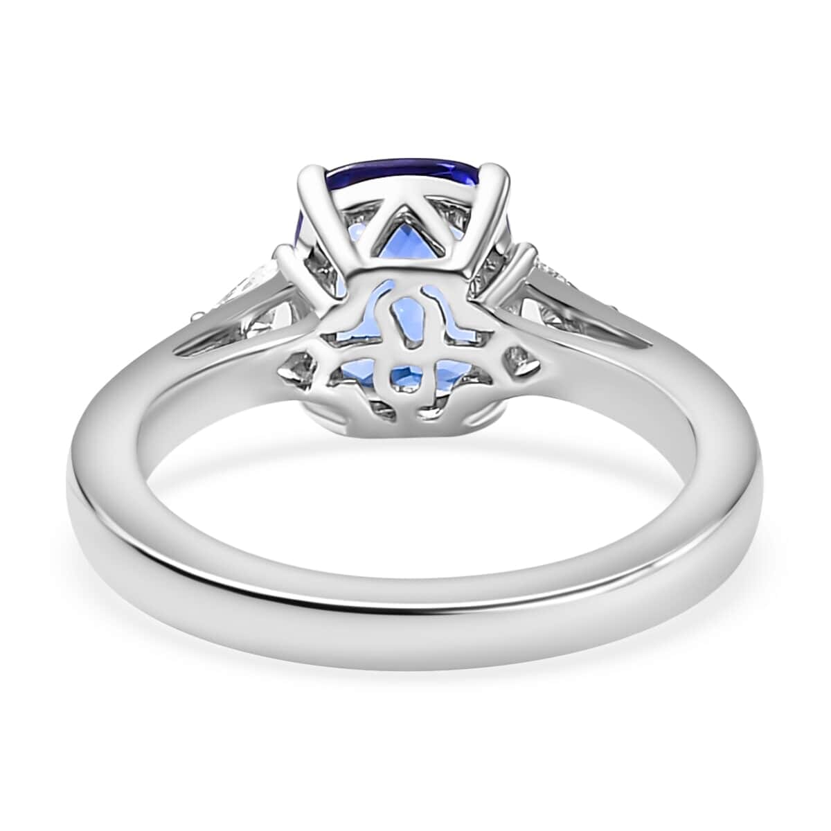 Certified & Appraised Rhapsody AAAA Tanzanite and E-F VS2 Diamond 2.50 ctw Ring in 950 Platinum (Size 8.5) 6.10 Grams image number 4