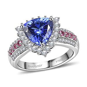 Certified & Appraised Rhapsody AAAA Tanzanite, Mahenge Spinel and E-F VS Diamond 3.75 ctw Ring in 950 Platinum (Size 6.5) 7.60 Grams