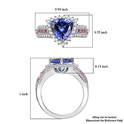 Certified & Appraised Rhapsody AAAA Tanzanite, Mahenge Spinel and E-F VS Diamond 3.75 ctw Ring in 950 Platinum (Size 6.5) 7.60 Grams