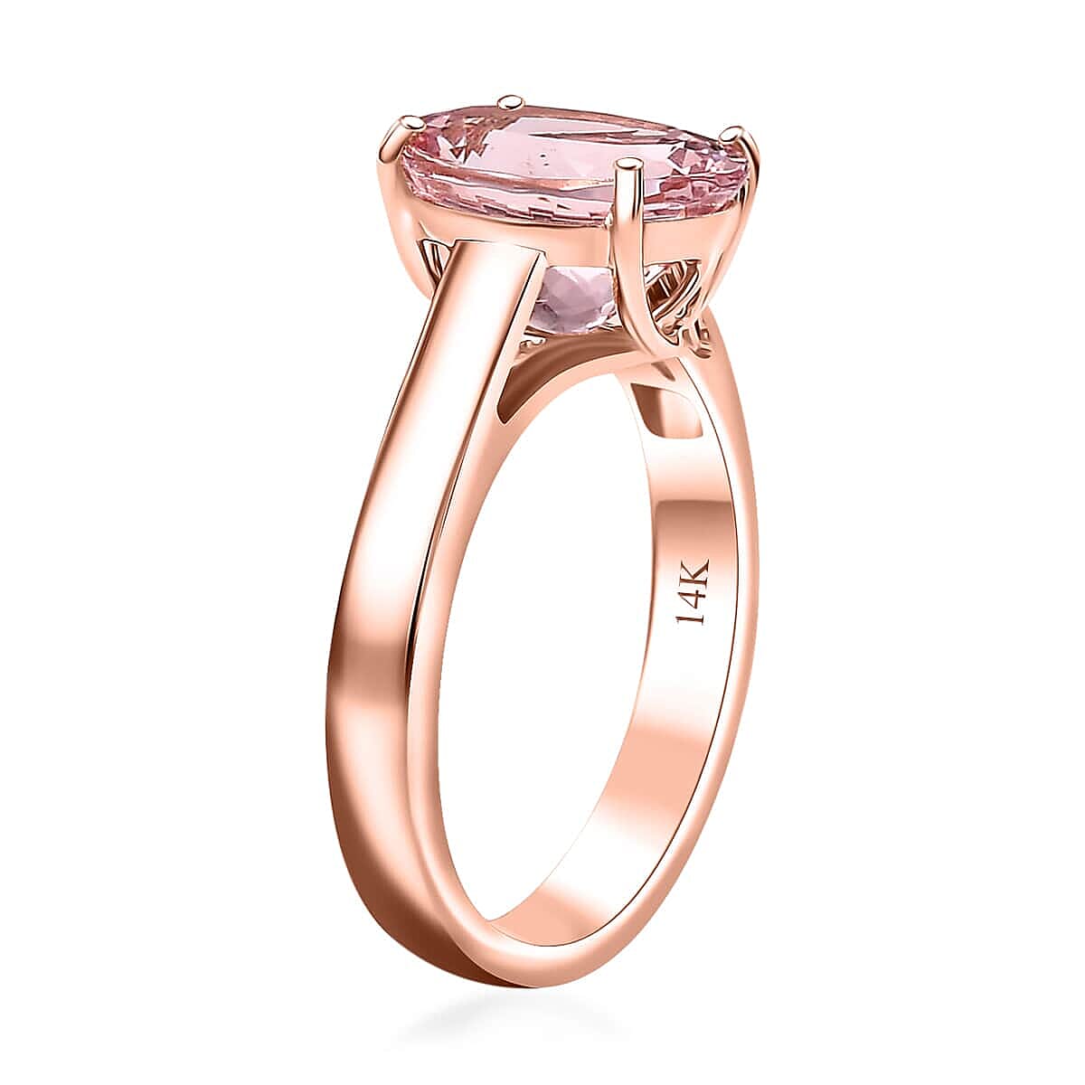Certified & Appraised Luxoro AAA Pink Morganite 3.00 ctw Solitaire Ring in 14K Rose Gold (Size 6.5) image number 3