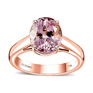Certified & Appraised Luxoro AAAA Pink Morganite 3.00 ctw Solitaire Ring in 14K Rose Gold (Size 7.5)