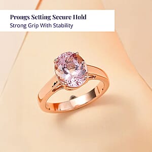 Certified & Appraised Luxoro AAA Pink Morganite 3.00 ctw Solitaire Ring in 14K Rose Gold (Size 7.5)