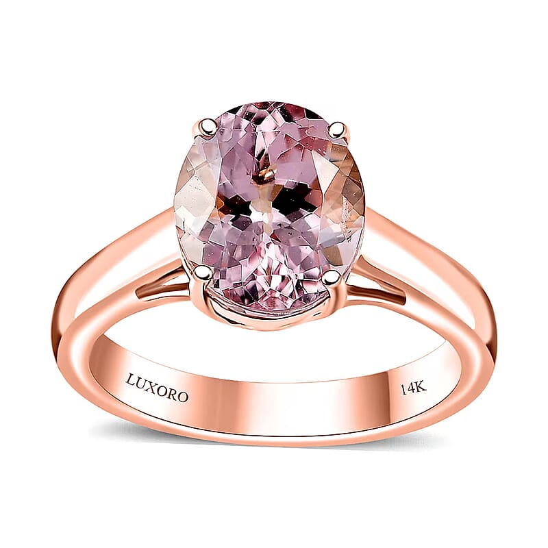 Certified & Appraised Luxoro AAAA Pink Morganite 3.00 ctw Solitaire Ring in 14K Rose Gold (Size 10.0)