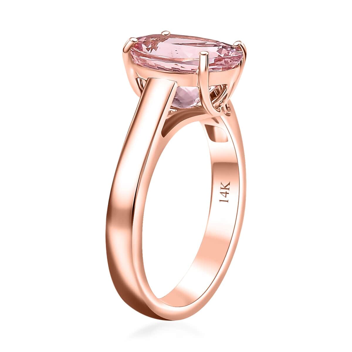 Certified & Appraised Luxoro AAAA Pink Morganite 3.00 ctw Solitaire Ring in 14K Rose Gold (Size 10.0) image number 3