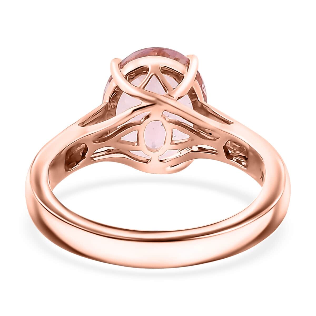 Certified & Appraised Luxoro AAAA Pink Morganite 3.00 ctw Solitaire Ring in 14K Rose Gold (Size 10.0) image number 4