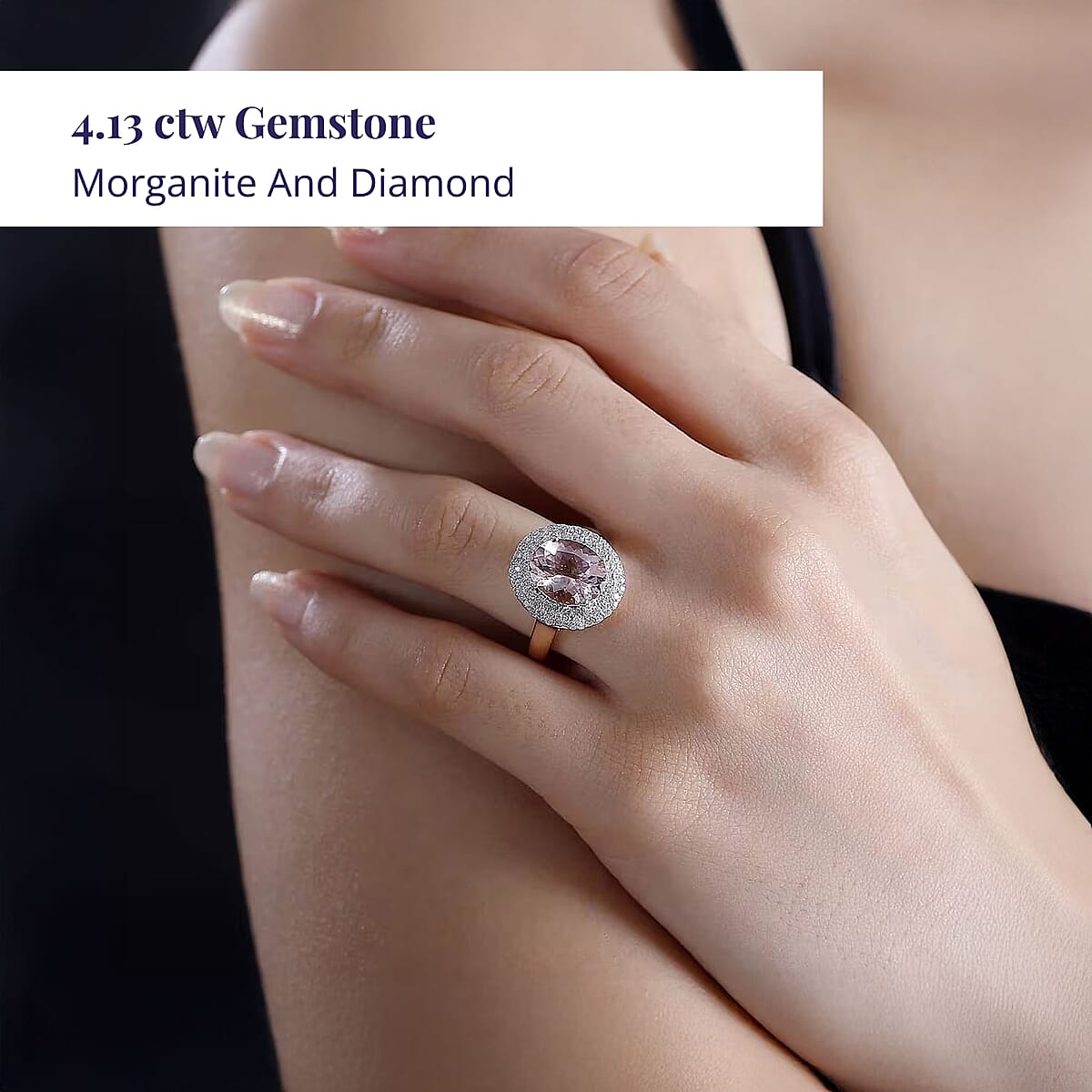 Certified & Appraised Luxoro AAA Pink Morganite and G-H I2 Diamond 4.13 ctw Double Halo Ring in 14K Rose Gold (Size 6.5) 4.85 Grams image number 1