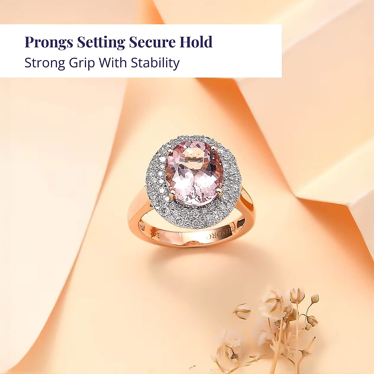 Certified & Appraised Luxoro AAA Pink Morganite and G-H I2 Diamond 4.13 ctw Double Halo Ring in 14K Rose Gold (Size 6.5) 4.85 Grams image number 3