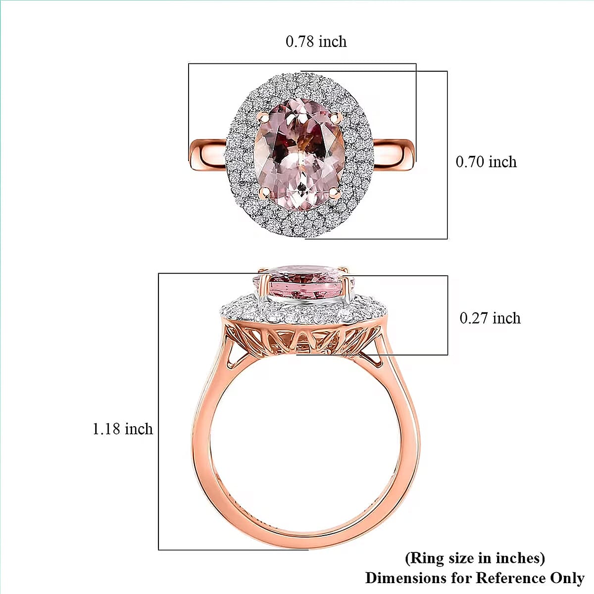 Certified & Appraised Luxoro AAA Pink Morganite and G-H I2 Diamond 4.13 ctw Double Halo Ring in 14K Rose Gold (Size 6.5) 4.85 Grams image number 5