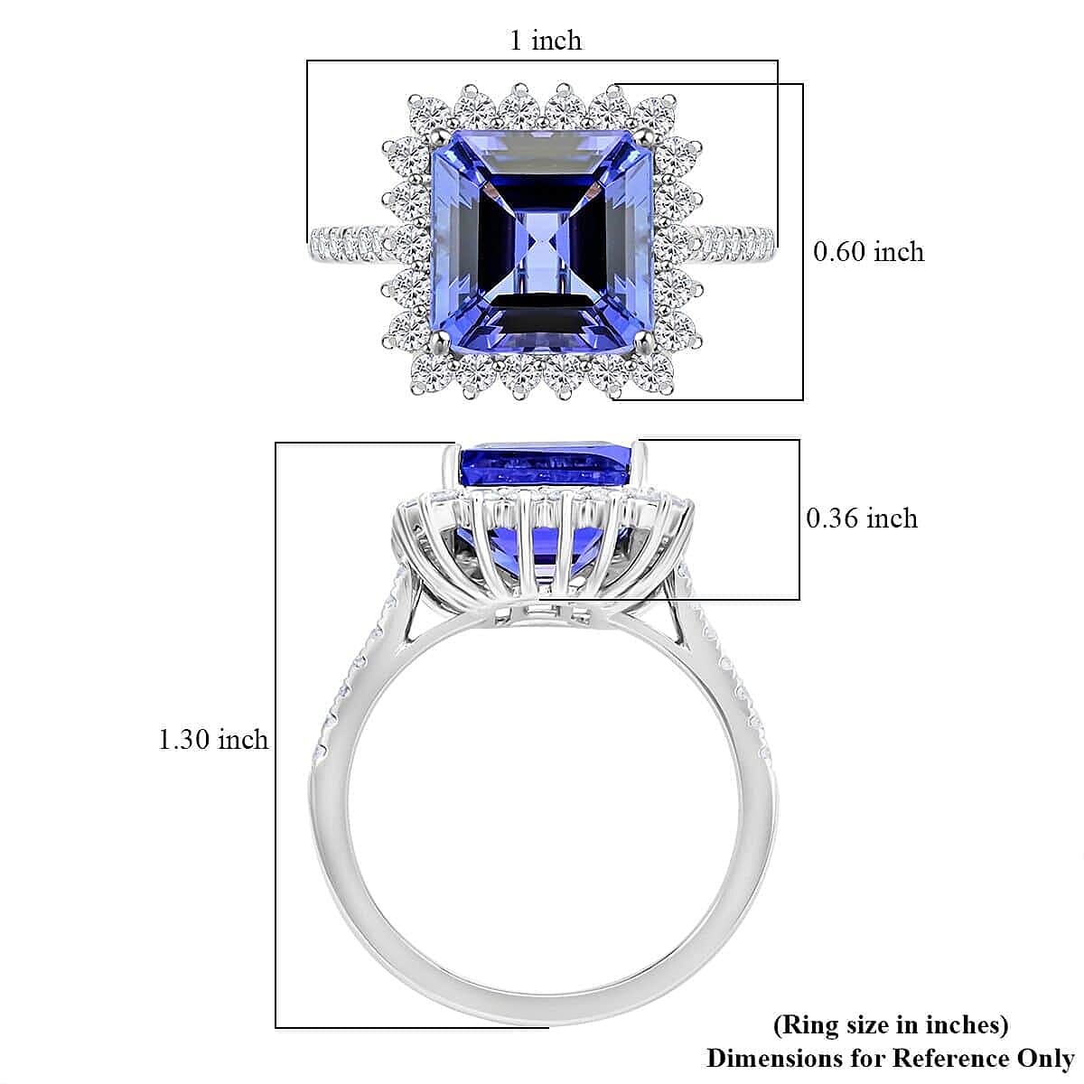 Certified & Appraised Rhapsody Asscher Cut AAAA Tanzanite and E-F VS Diamond 7.30 ctw Ring in 950 Platinum (Size 9.5) 7.03 Grams image number 4