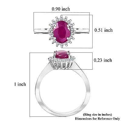AAA Royal Ruby and G-H I2 Diamond 1.75 ctw Ring in 10K White Gold (Size 5.0)