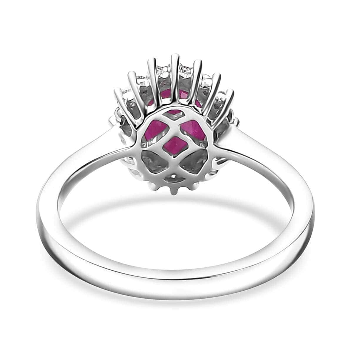 AAA Royal Ruby and G-H I2 Diamond 1.75 ctw Ring in 10K White Gold (Size 5.5) image number 4